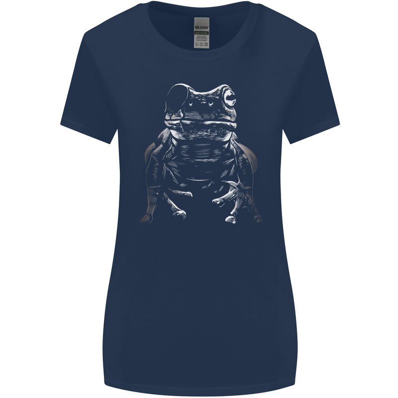A Frog With an Eyepatch Womens Wider Cut T-Shirt Navy Blue
