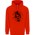 A Frog on a Mushroom Childrens Kids Hoodie Bright Red