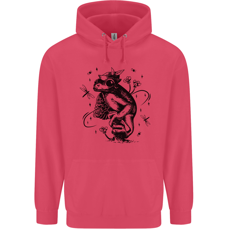 A Frog on a Mushroom Childrens Kids Hoodie Heliconia