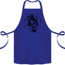 A Frog on a Mushroom Cotton Apron 100% Organic Royal Blue