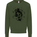 A Frog on a Mushroom Kids Sweatshirt Jumper Forest Green