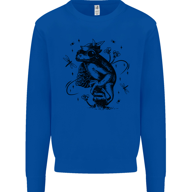 A Frog on a Mushroom Kids Sweatshirt Jumper Royal Blue