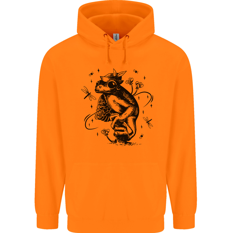A Frog on a Mushroom Mens 80% Cotton Hoodie Orange