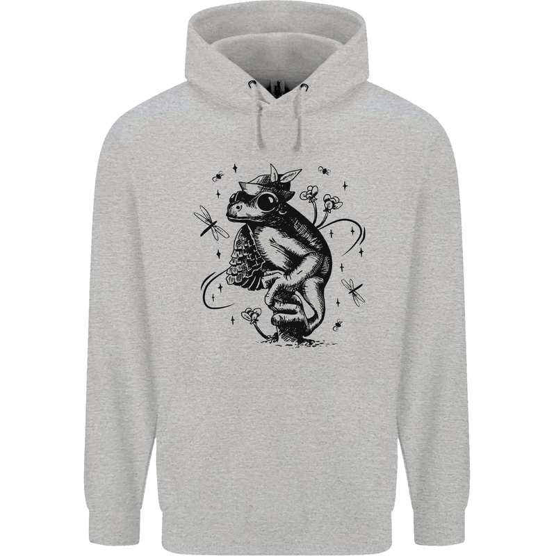 A Frog on a Mushroom Mens 80% Cotton Hoodie Sports Grey