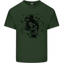 A Frog on a Mushroom Mens Cotton T-Shirt Tee Top Forest Green
