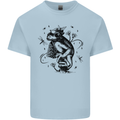 A Frog on a Mushroom Mens Cotton T-Shirt Tee Top Light Blue