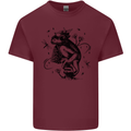 A Frog on a Mushroom Mens Cotton T-Shirt Tee Top Maroon