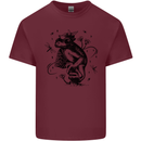 A Frog on a Mushroom Mens Cotton T-Shirt Tee Top Maroon