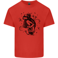 A Frog on a Mushroom Mens Cotton T-Shirt Tee Top Red