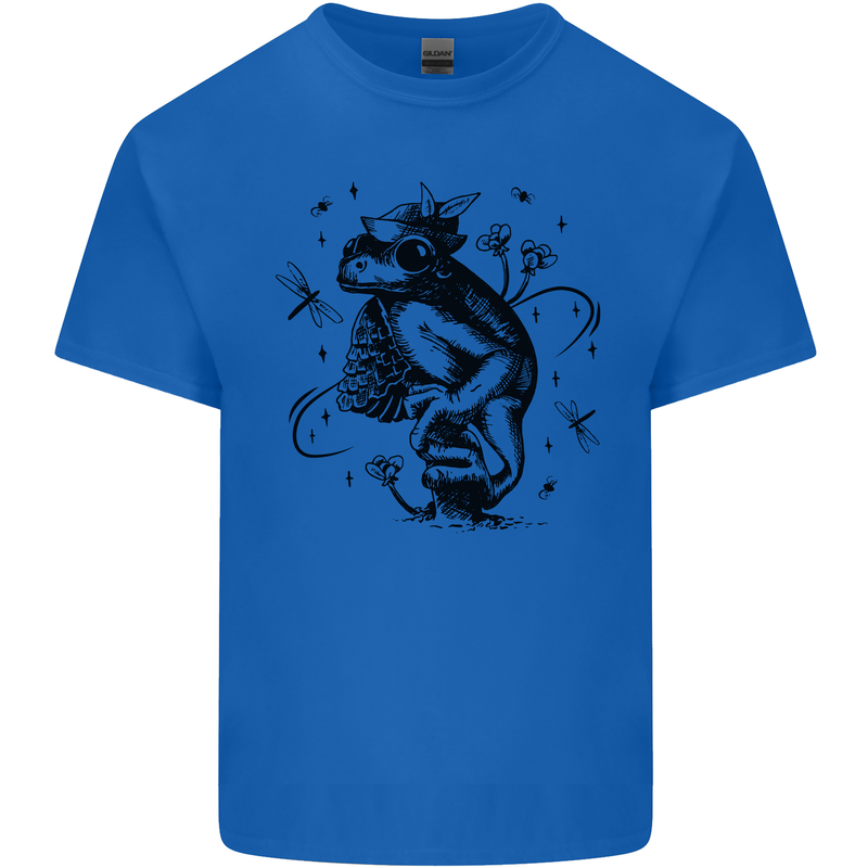 A Frog on a Mushroom Mens Cotton T-Shirt Tee Top Royal Blue