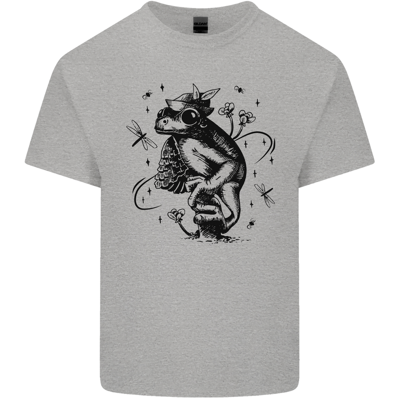 A Frog on a Mushroom Mens Cotton T-Shirt Tee Top Sports Grey