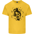 A Frog on a Mushroom Mens Cotton T-Shirt Tee Top Yellow