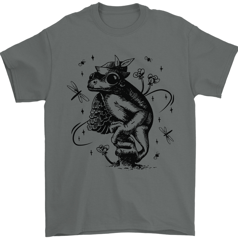 A Frog on a Mushroom Mens T-Shirt Cotton Gildan Charcoal