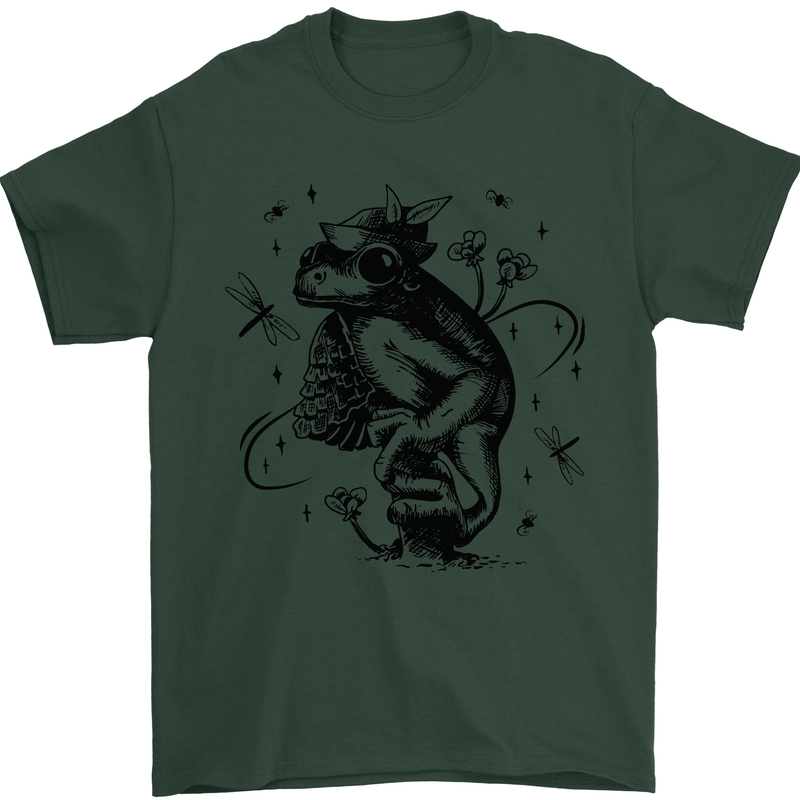 A Frog on a Mushroom Mens T-Shirt Cotton Gildan Forest Green