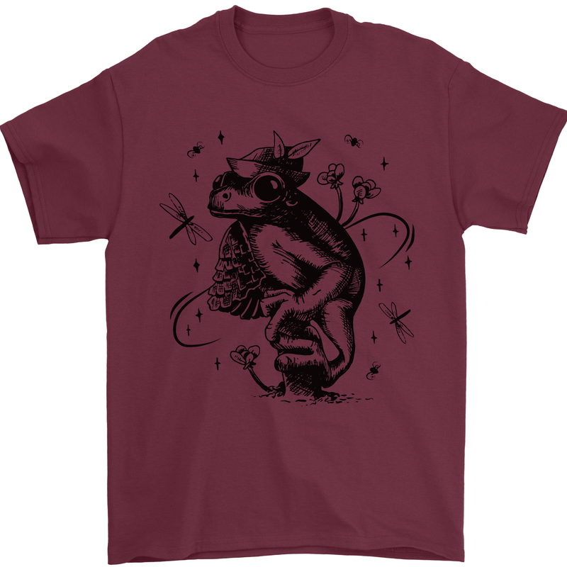 A Frog on a Mushroom Mens T-Shirt Cotton Gildan Maroon