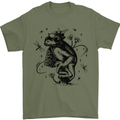 A Frog on a Mushroom Mens T-Shirt Cotton Gildan Military Green