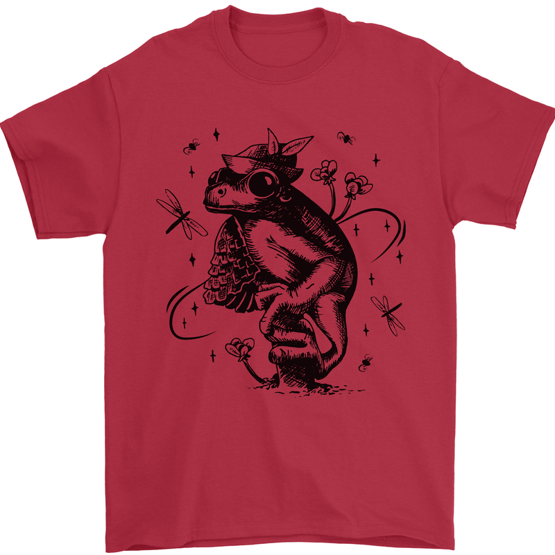 A Frog on a Mushroom Mens T-Shirt Cotton Gildan Red