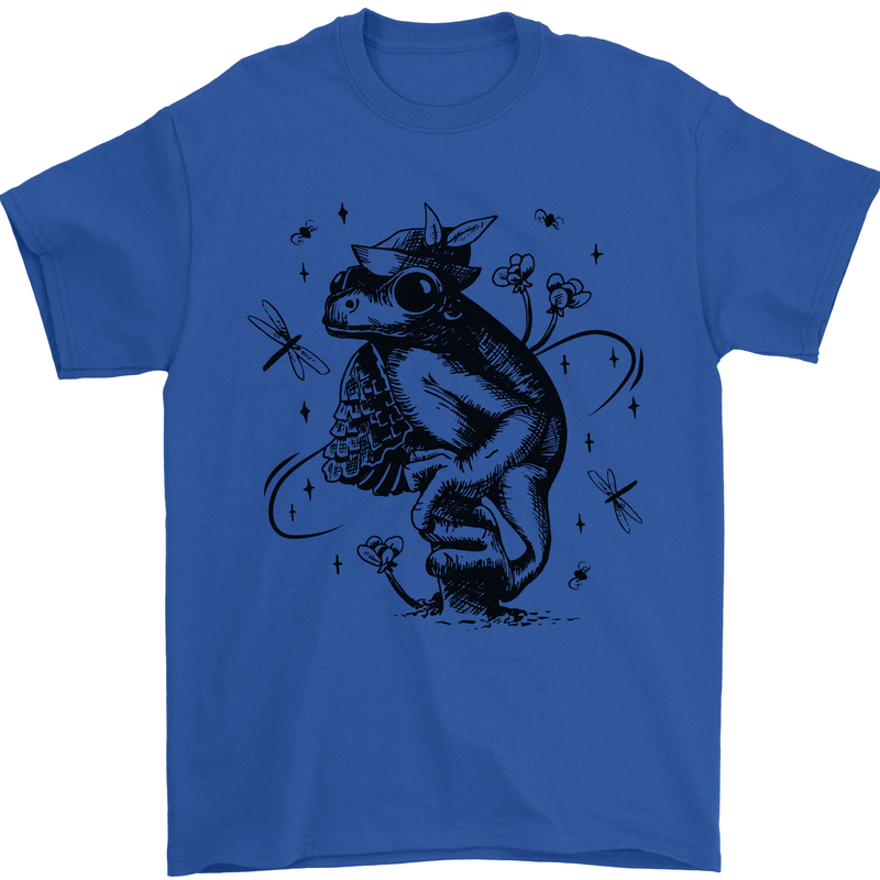 A Frog on a Mushroom Mens T-Shirt Cotton Gildan Royal Blue