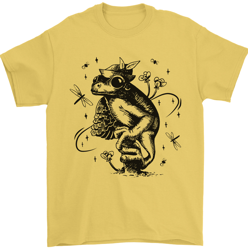A Frog on a Mushroom Mens T-Shirt Cotton Gildan Yellow