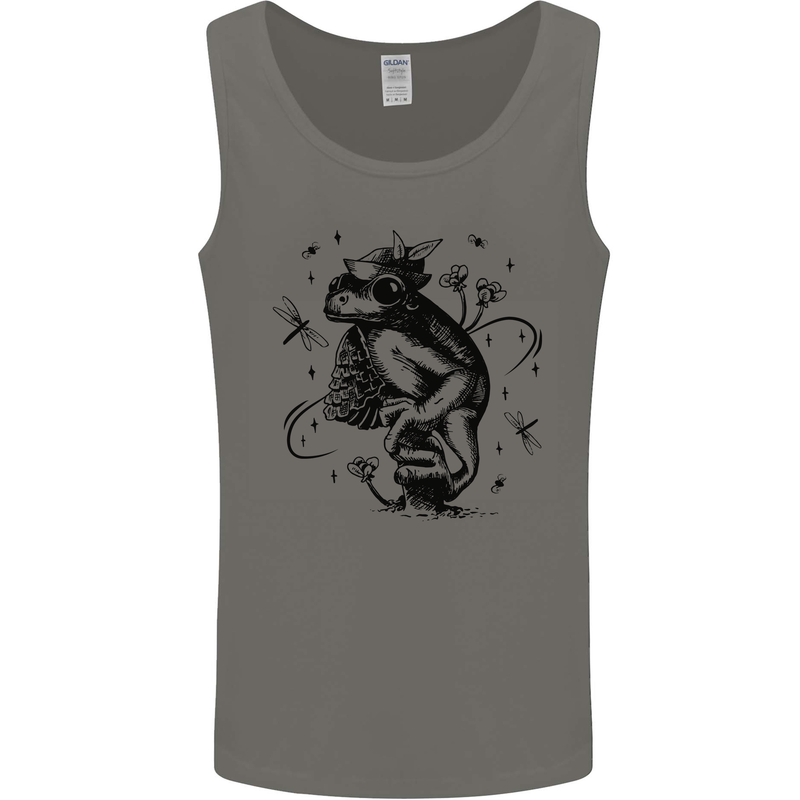 A Frog on a Mushroom Mens Vest Tank Top Charcoal