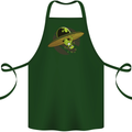 A Funny Alien Stuck in a UFO Flying Saucer Cotton Apron 100% Organic Forest Green