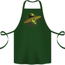A Funny Alien Stuck in a UFO Flying Saucer Cotton Apron 100% Organic Forest Green
