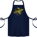 A Funny Alien Stuck in a UFO Flying Saucer Cotton Apron 100% Organic Navy Blue
