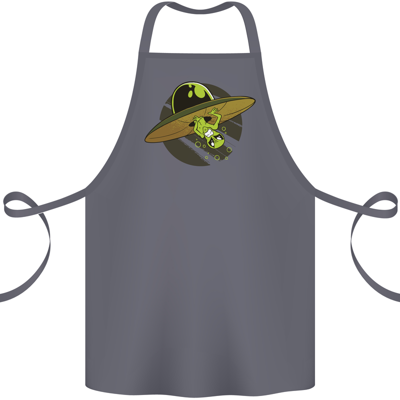 A Funny Alien Stuck in a UFO Flying Saucer Cotton Apron 100% Organic Steel