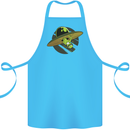 A Funny Alien Stuck in a UFO Flying Saucer Cotton Apron 100% Organic Turquoise