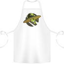 A Funny Alien Stuck in a UFO Flying Saucer Cotton Apron 100% Organic White