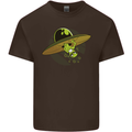 A Funny Alien Stuck in a UFO Flying Saucer Kids T-Shirt Childrens Chocolate