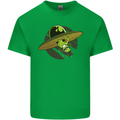 A Funny Alien Stuck in a UFO Flying Saucer Kids T-Shirt Childrens Irish Green