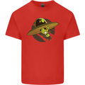 A Funny Alien Stuck in a UFO Flying Saucer Kids T-Shirt Childrens Red