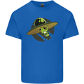 A Funny Alien Stuck in a UFO Flying Saucer Kids T-Shirt Childrens Royal Blue