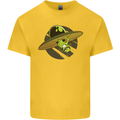 A Funny Alien Stuck in a UFO Flying Saucer Kids T-Shirt Childrens Yellow