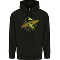 A Funny Alien Stuck in a UFO Flying Saucer Mens 80% Cotton Hoodie Black