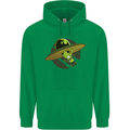 A Funny Alien Stuck in a UFO Flying Saucer Mens 80% Cotton Hoodie Irish Green