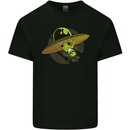 A Funny Alien Stuck in a UFO Flying Saucer Mens Cotton T-Shirt Tee Top Black