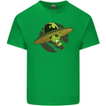 A Funny Alien Stuck in a UFO Flying Saucer Mens Cotton T-Shirt Tee Top Irish Green
