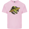 A Funny Alien Stuck in a UFO Flying Saucer Mens Cotton T-Shirt Tee Top Light Pink