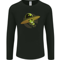 A Funny Alien Stuck in a UFO Flying Saucer Mens Long Sleeve T-Shirt Black