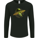 A Funny Alien Stuck in a UFO Flying Saucer Mens Long Sleeve T-Shirt Black