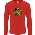 A Funny Alien Stuck in a UFO Flying Saucer Mens Long Sleeve T-Shirt Red