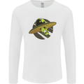 A Funny Alien Stuck in a UFO Flying Saucer Mens Long Sleeve T-Shirt White