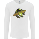 A Funny Alien Stuck in a UFO Flying Saucer Mens Long Sleeve T-Shirt White