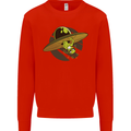 A Funny Alien Stuck in a UFO Flying Saucer Mens Sweatshirt Jumper Bright Red