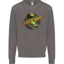 A Funny Alien Stuck in a UFO Flying Saucer Mens Sweatshirt Jumper Charcoal