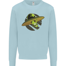A Funny Alien Stuck in a UFO Flying Saucer Mens Sweatshirt Jumper Light Blue