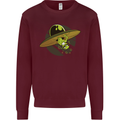 A Funny Alien Stuck in a UFO Flying Saucer Mens Sweatshirt Jumper Maroon