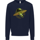 A Funny Alien Stuck in a UFO Flying Saucer Mens Sweatshirt Jumper Navy Blue